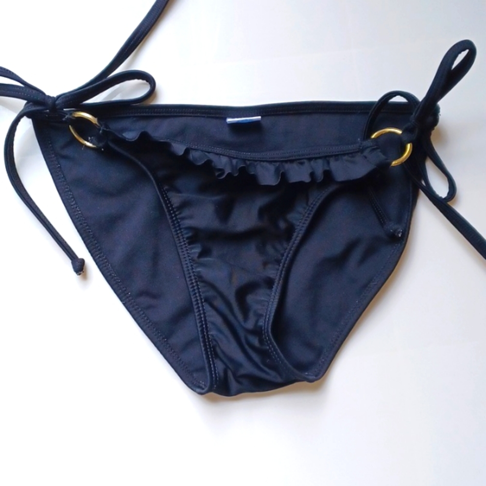 Pick 3 for $15 Venus black bikini bottom with ties and ruffle, size S